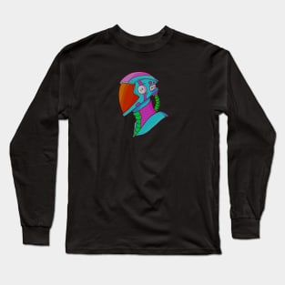 Helmet Cyberware Drawing Long Sleeve T-Shirt